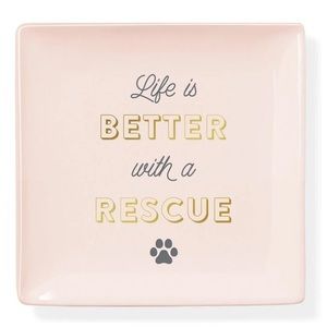 “Life is BETTER with a RESCUE” square slab decorative ceramic tray-NWT